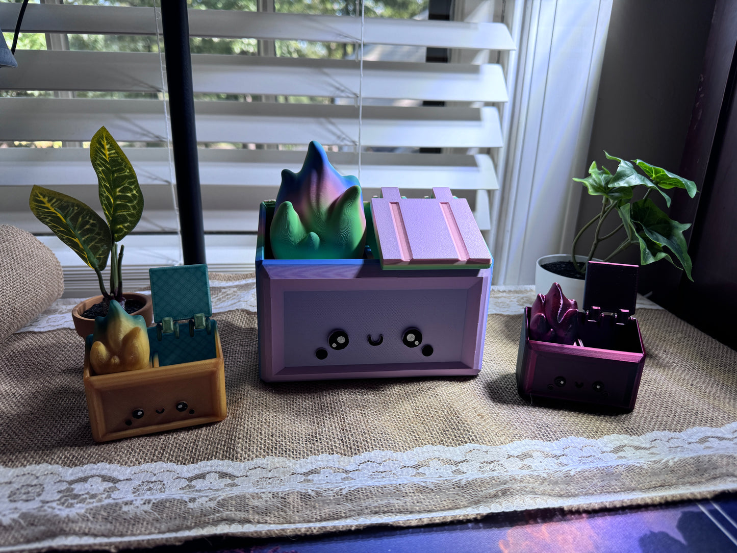 Dumpster Fire Desk organizer 3d printed Cute and adorable perfect gift for coworker or family Personalized sizes colors Emotional Support