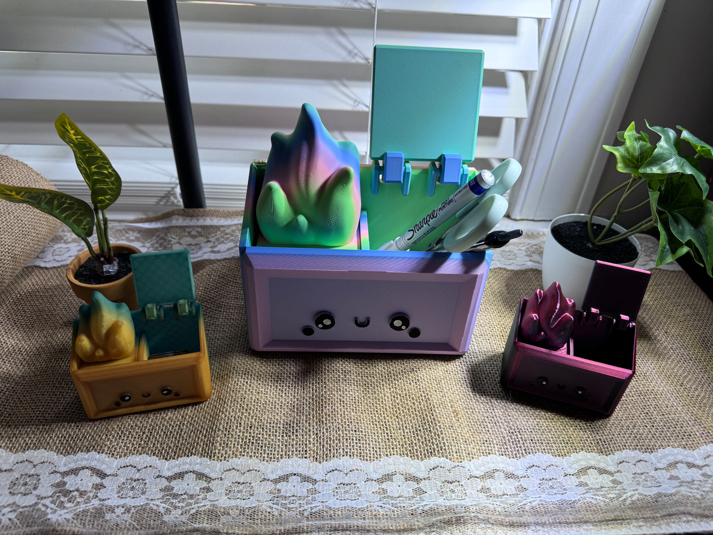 Dumpster Fire Desk organizer 3d printed Cute and adorable perfect gift for coworker or family Personalized sizes colors Emotional Support
