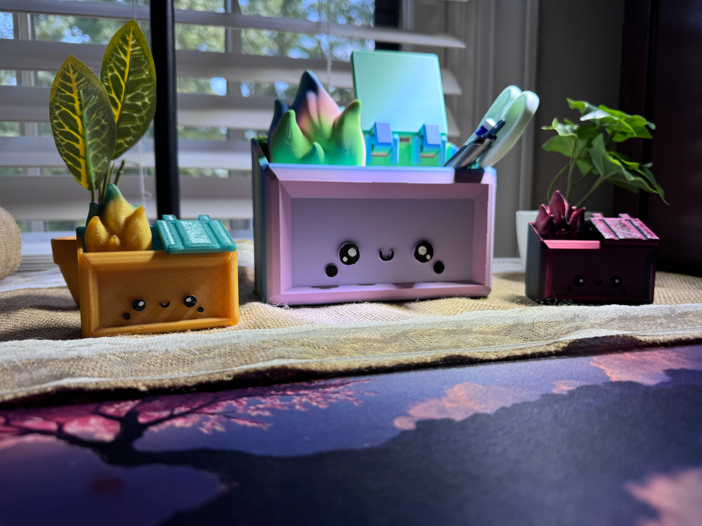 Dumpster Fire Desk organizer 3d printed Cute and adorable perfect gift for coworker or family Personalized sizes colors Emotional Support